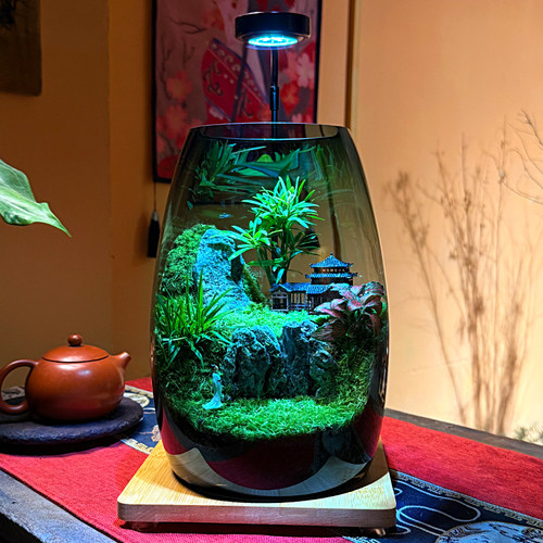 依山居手工苔藓微景观生态瓶复古风青苔造景桌面绿植装饰摆件