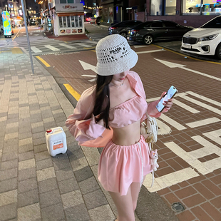 粉扑扑 套装 M1u风 抹胸半裙三件套 甜辣衬衫 熊熊屋