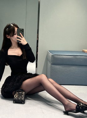 熊熊屋【微弱珠光】不透白黑色 自带磨皮自然色0D高透一线挡丝袜