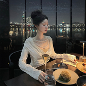 bear熊熊屋 珠光贵气 貌美珍珠荡领两穿丝绒上衣包臀开衩半裙套