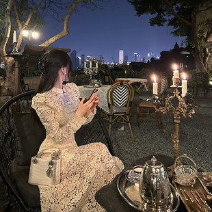 国风小洋装 熊熊屋 盛京烟雨 新中式 水溶蕾丝旗袍套装