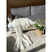 冬日氛围感神奇 熊熊屋 灵气妲己 纯手工编织火鸡毛流苏围巾