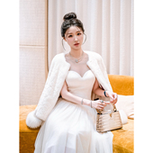 丹麦进口高奢天鹅绒小母貂山茶花狐狸毛袖 贵气香香 口皮草外套