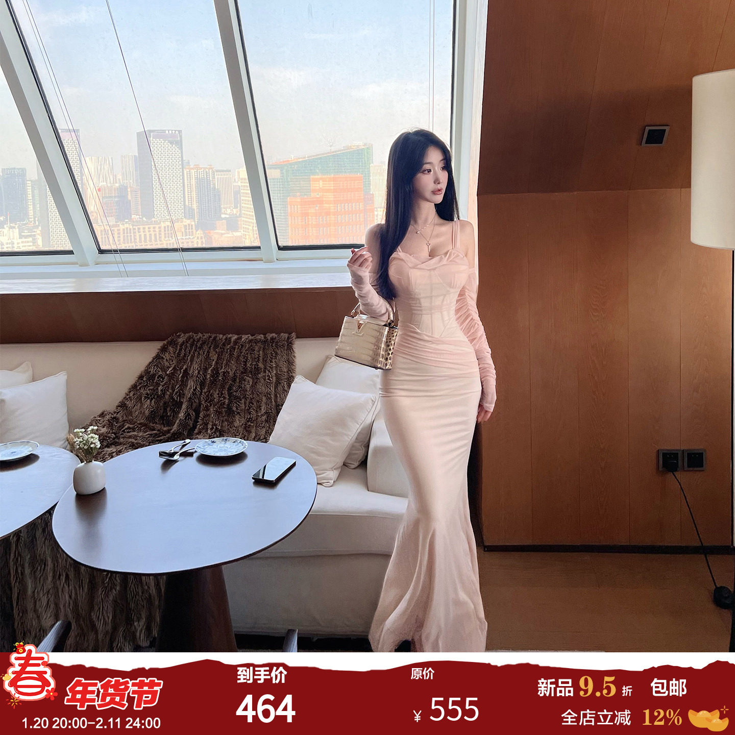 熊熊屋【建模身材】超绝曲线 修身掐腰包臀鱼尾口水兜领连衣裙,女装/女士精品,连衣裙,淘宝优惠券,粉丝福利购,淘宝优惠卷