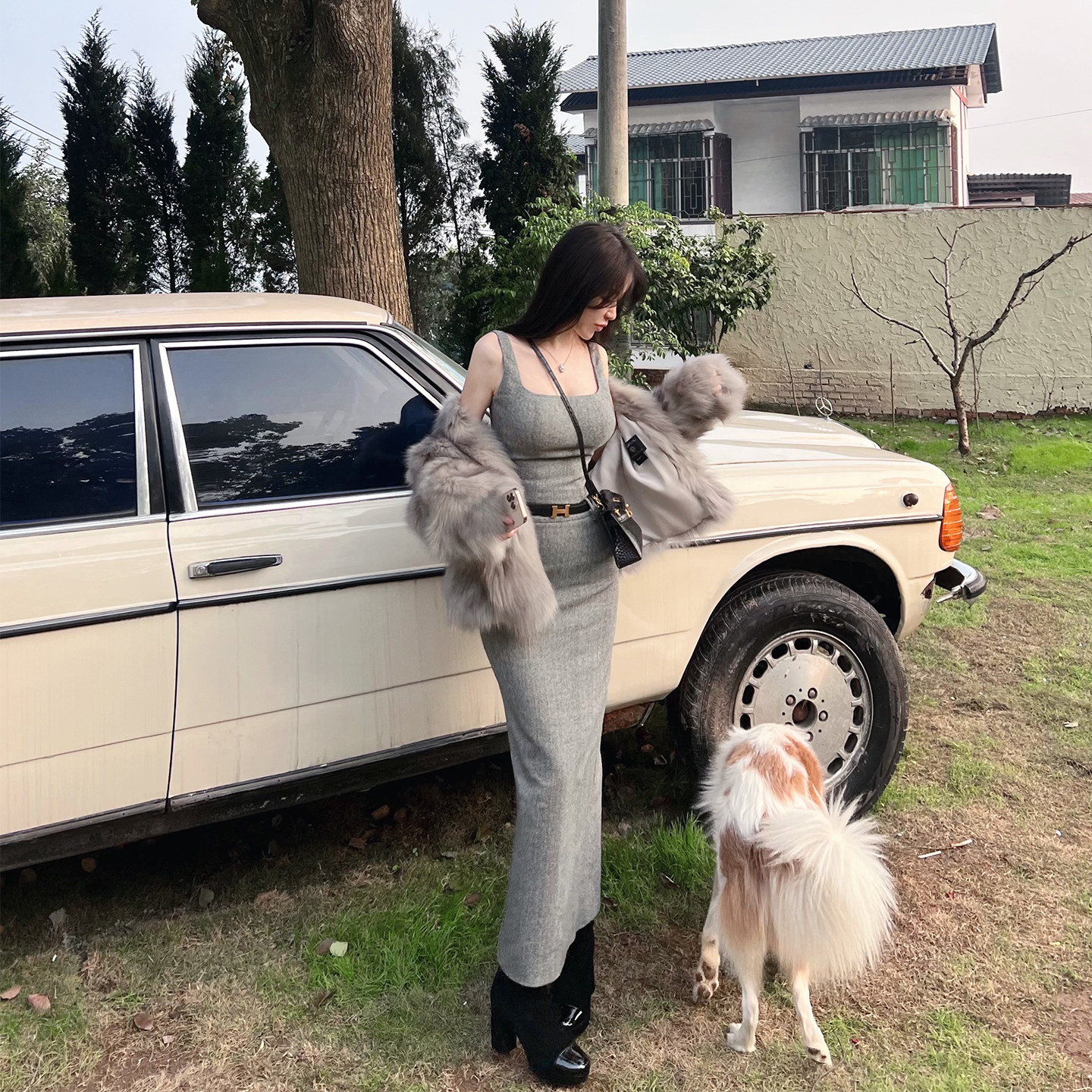 【经济上行美】气质U领无袖上衣高腰包臀半裙人字纹羊毛呢套装裙,女装/女士精品,时尚套装,淘宝优惠券,粉丝福利购,淘宝优惠卷