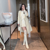 阿尔巴卡tian然澳毛浴袍式 大翻领羊毛双面呢大衣