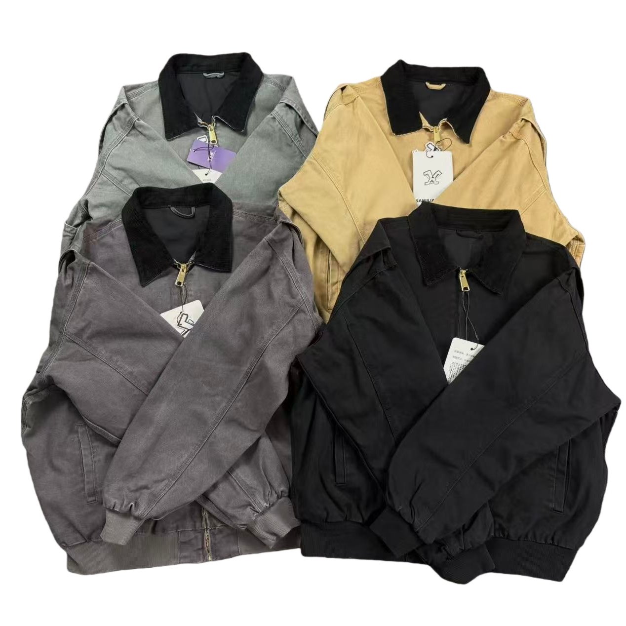 美版MA1灯芯绒翻领高密帆布卡哈风重磅双层夹克 正版复刻百搭外套