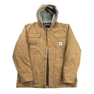 厚棉里拼羊羔毛冬季 牛X尾货 重磅工装 直筒连帽帆布棉衣 外套 美式