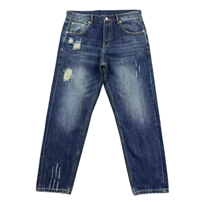 美式做旧猫须合身直筒赤耳牛仔裤