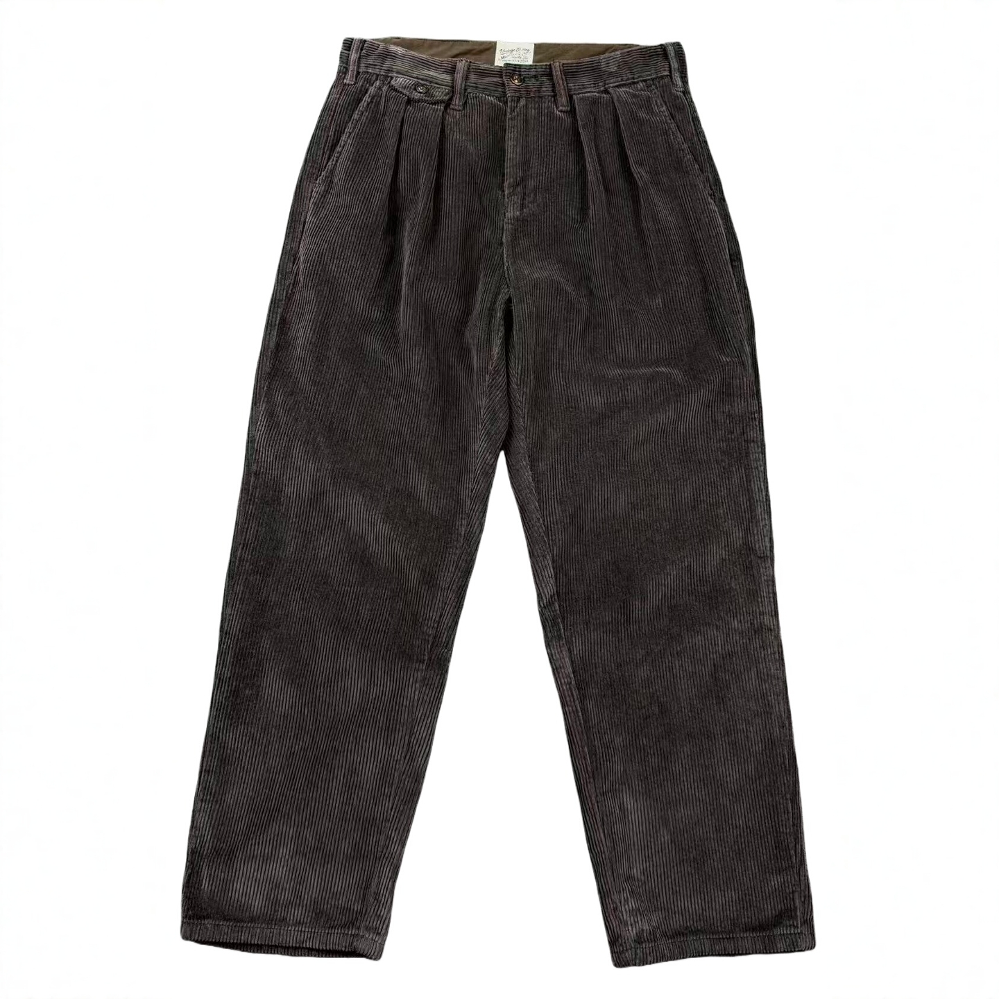 日系纯棉粗条灯芯绒两褶休闲裤