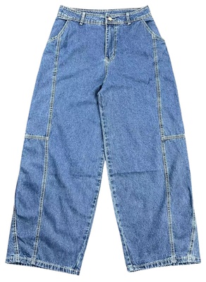 新款垂感牛仔阔腿拖地牛仔工装裤