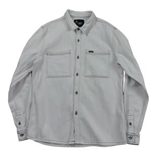 日系水洗全棉斜纹明线咔叽百搭衬衫 厚实垂感纯色打底外穿外套