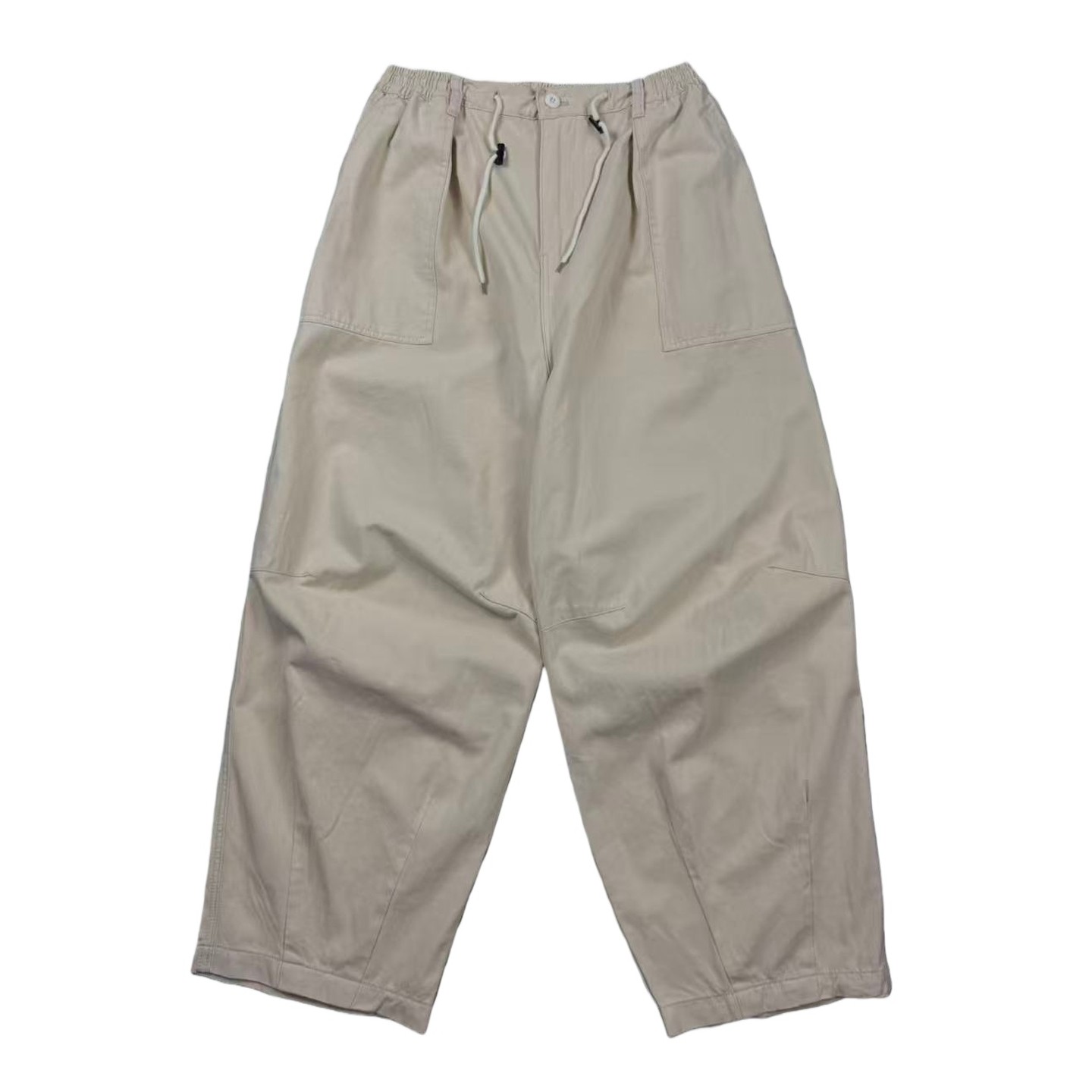 日系休闲宽松阔腿裤 复古工装风纯棉厚料褶皱松紧腰百搭男女长裤,男装,休闲裤,淘宝优惠券,粉丝福利购,淘宝优惠卷