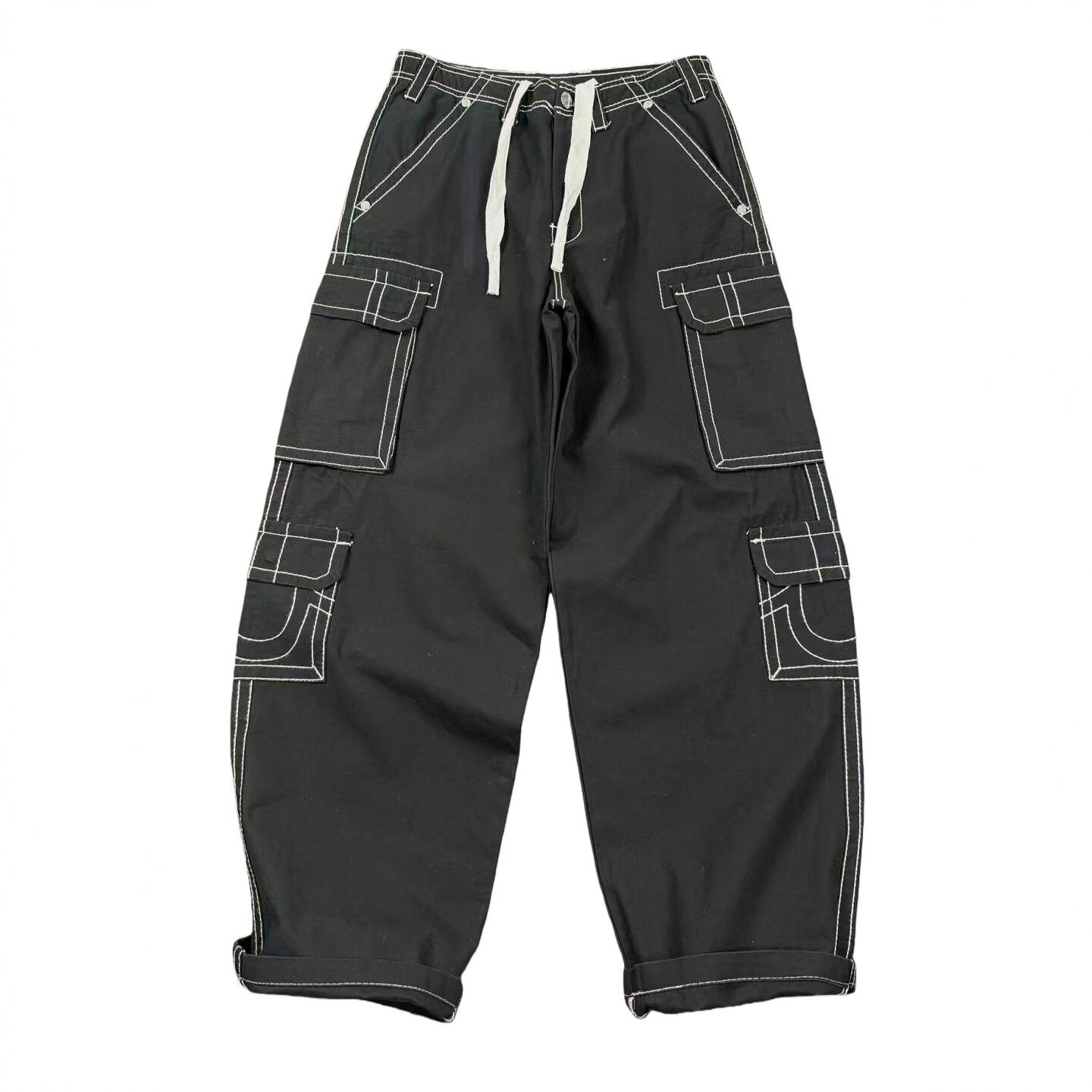 美式街头嘻哈潮牌多袋阔腿工装裤