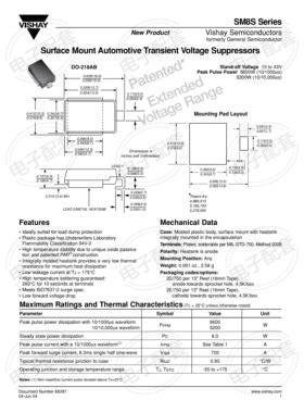 SM8S28A SM8S30A SM8S33A TVS 车规 汽车保护二极管 6600W 单向