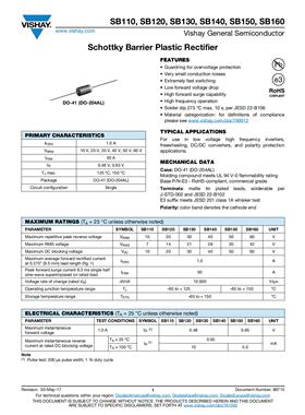 SB110 SB120 SB130 SB140 SB150 SB160 1A肖特基插件二极管