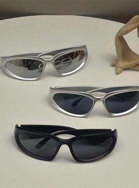 Unisex 3-Pack Wrap Around Punk Sunglasses Mirrored Y2K Oval