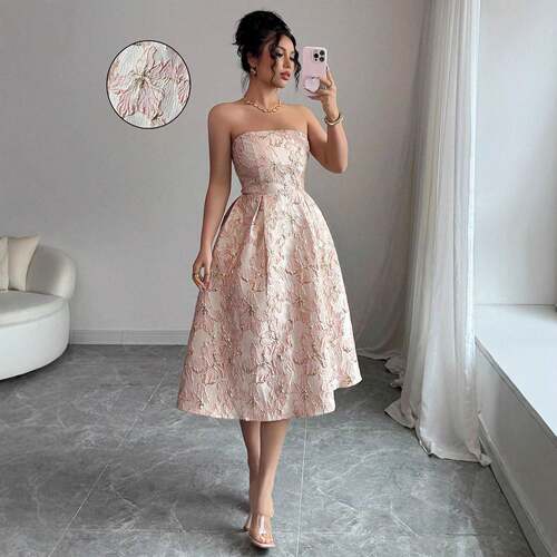 Elegant Halter Neck Floral Dress Chic Spring Summer Party