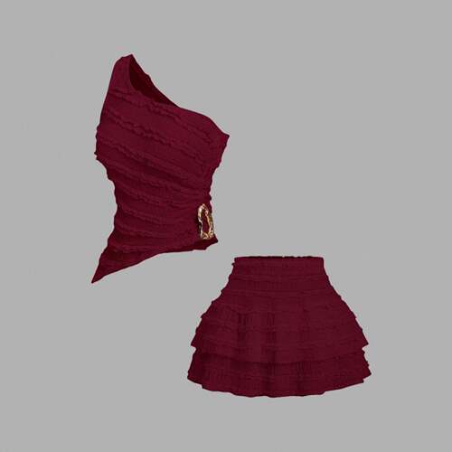 Women's Fitted Sleeveless Short Solid Top with Waist Buckle