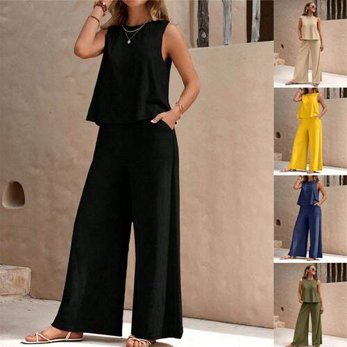 Two-piece women's Basic minimalist solid color trend