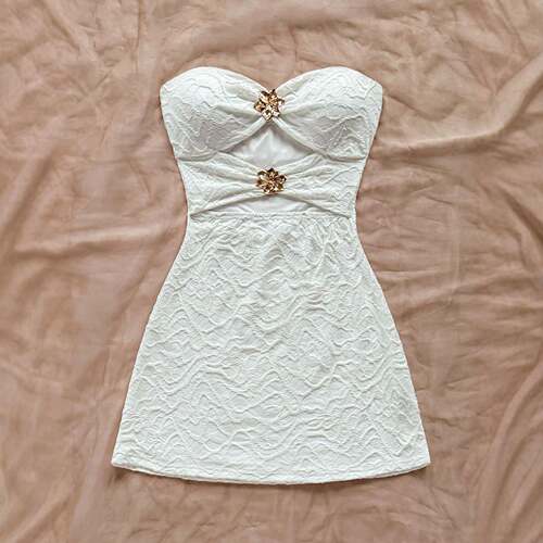 Women's Textured Halter Dress  Ditsy Floral Embellished