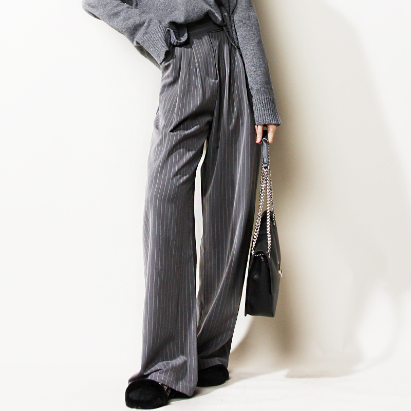 高腰欧美风长裤条纹休闲裤