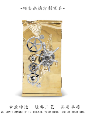 bocadolobo高端不锈钢金属保险柜设计师款家用艺术密码防盗首饰柜