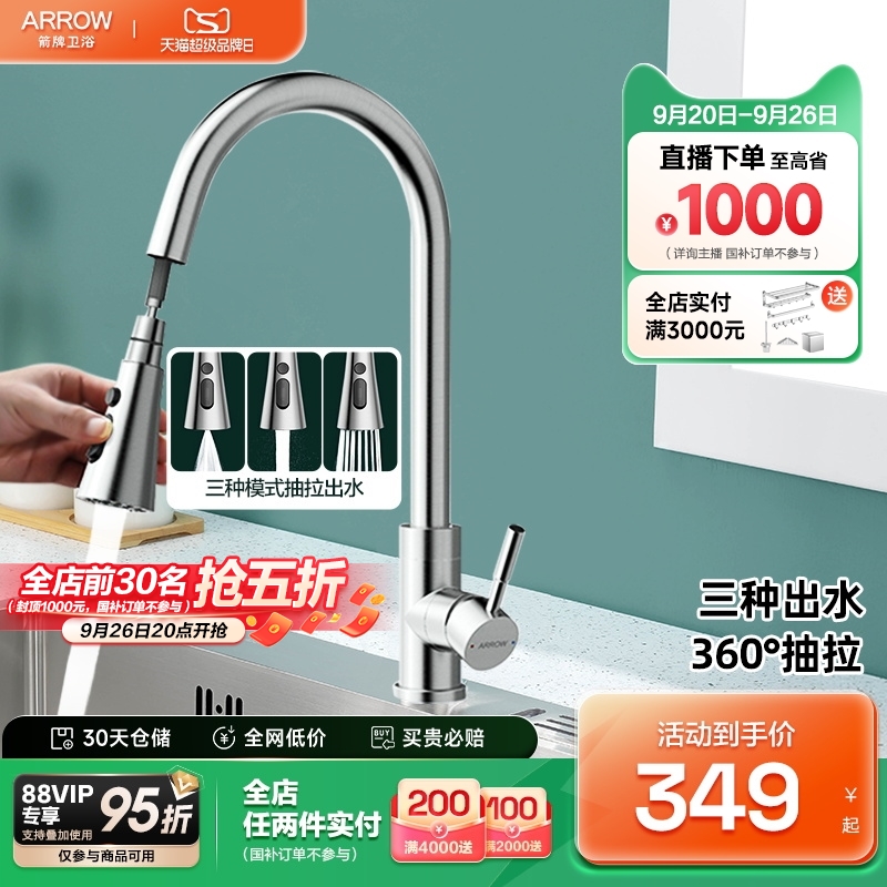 箭牌卫浴厨房水龙头家用防溅