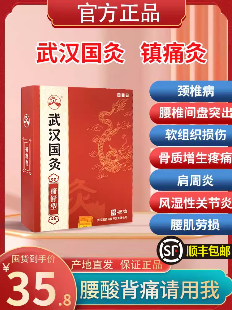 武汉国灸艾灸贴镇痛腰颈痛椎关节炎咳嗽感冒成人儿童中药热敷贴膏