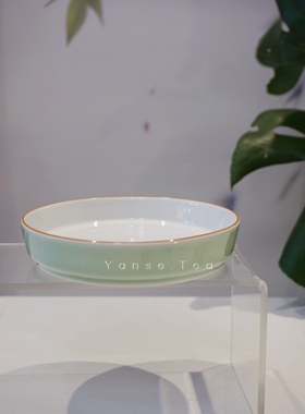 彦色美器｜金口果绿色百搭色釉壶承 口径14.5高3.1