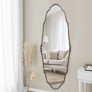 法式 家用卧室落地试衣镜 复古全身镜壁挂中古风挂墙入户穿衣镜美式