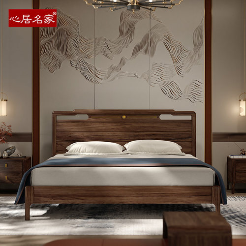实木床乌金木1.5/1.8米新中式