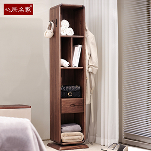 实木穿衣镜可旋转可置物收纳衣帽架带挂钩全身镜卧室家具门厅玄关