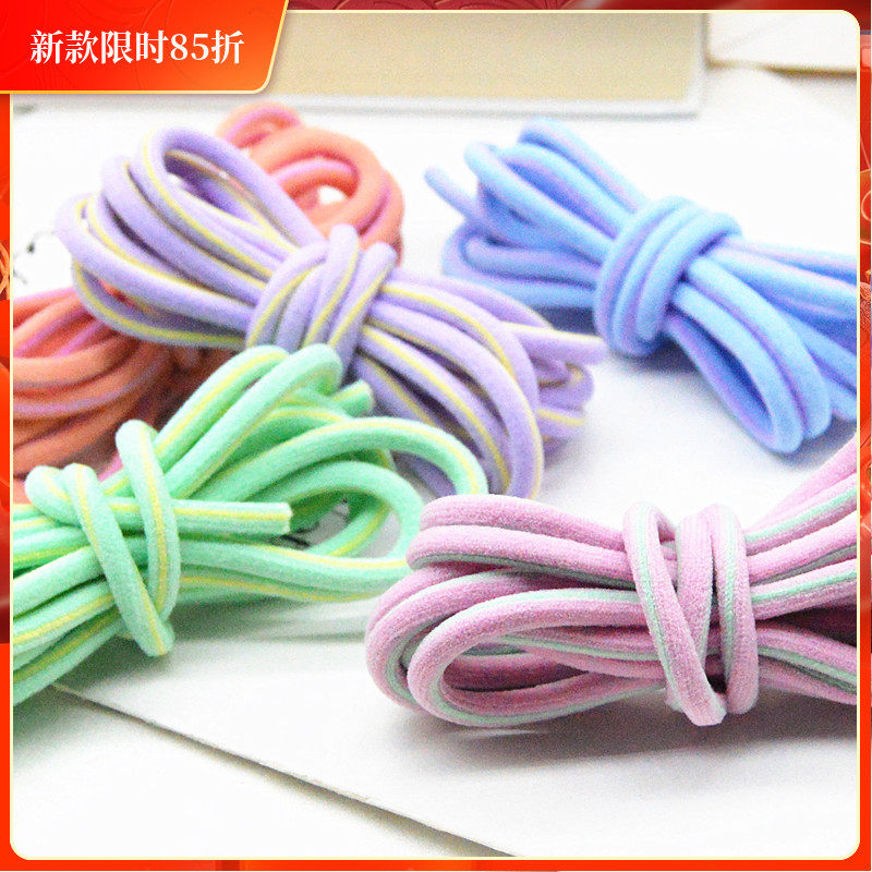韩国少女头绳加粗多发量皮筋儿童蝴蝶结发饰不伤发可爱发圈彩虹边