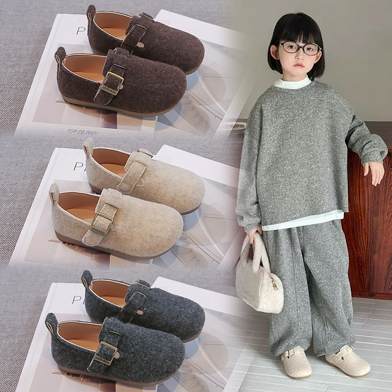 儿童毛呢勃肯鞋2026春季新款百搭男童豆豆鞋韩版女童公主风小皮鞋,童鞋/婴儿鞋/亲子鞋,皮鞋,淘宝优惠券,粉丝福利购,淘宝优惠卷