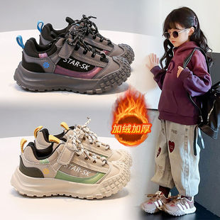 儿童加绒运动鞋户外登山鞋冬季新款软底防滑防水保暖男女童二棉鞋