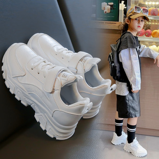 2025春季 女童运动鞋 新款 纯白色小学生演出鞋 男童老爹鞋 儿童小白鞋