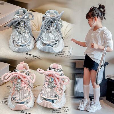 夏季新款透气网纱女童运动老爹鞋