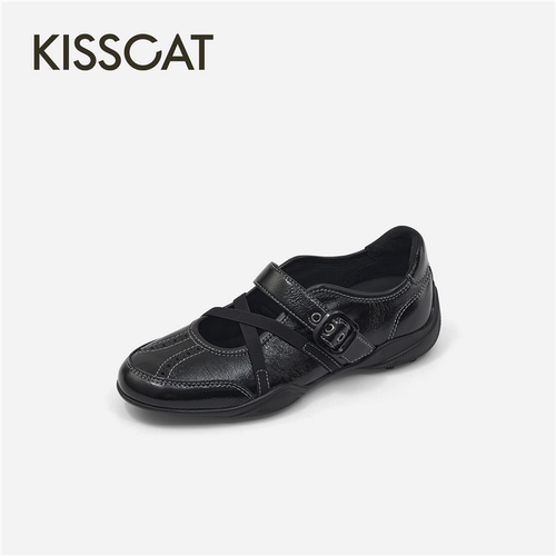 KISSCAT接吻猫2026夏新款运动玛丽珍平底芭蕾德训鞋K76367A-52