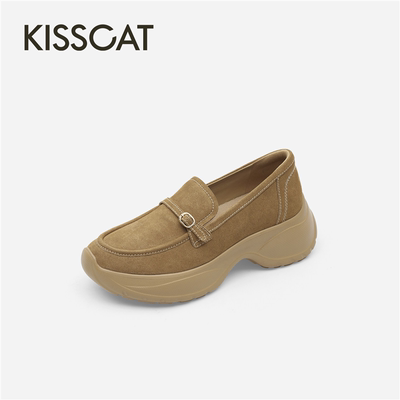 KISSCAT接吻猫2026秋新品乐福长腿鞋6.5cm厚底休闲鞋K76368A-51