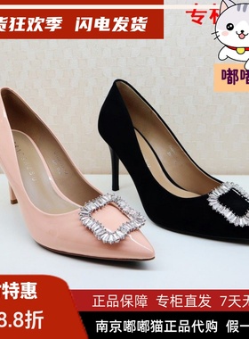 断码清仓zsazsazsu莎莎苏春绿底方扣高跟法式百搭单鞋ZA43105-62