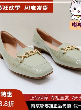 KISSCAT接吻猫2025春季通勤平底鞋方头真皮浅口单鞋女KA65164-51
