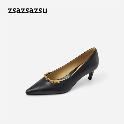 zsazsazsu莎莎苏2026秋新款一脚蹬浅口单鞋气质高跟鞋Z76508A-02