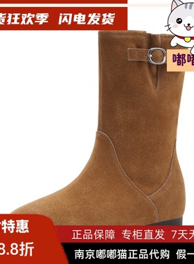 Harson/哈森2025年冬季舒适百搭时装靴女复古中筒时装靴HA253003