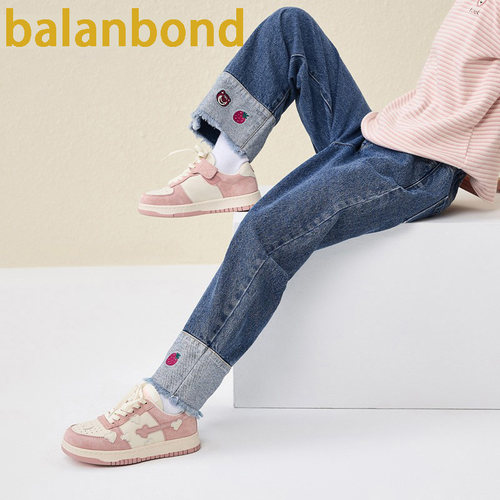 春秋女童牛仔裤洋气刺绣阔腿裤