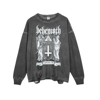 重金属丧系oversize破洞长袖t恤