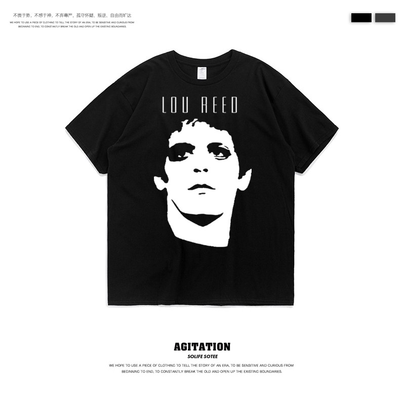纯棉圆领男装夏季短袖 摇滚音乐印花t恤lou reed娄里德周边半袖