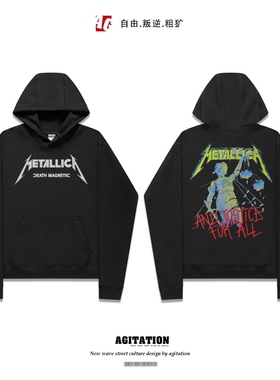 重金属摇滚卫衣男女old宽松潮牌套头连帽衫新款ins上衣metallica