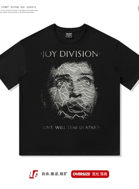 高街美式宽松T恤重磅短袖oversize半袖BF快乐分裂摇滚JoyDivision