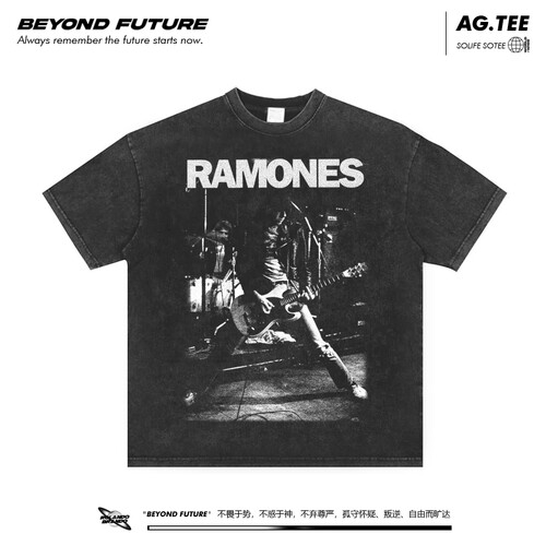 落肩短袖oversize青年水洗做旧